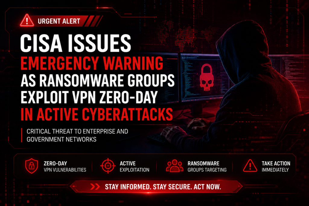 CISA Issues Emergency Warning as Ransomware Groups Exploit VPN Zero-Day in Active Cyberattacks