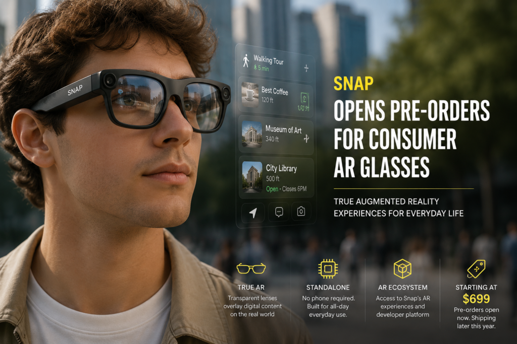 Snap Opens Pre-Orders for Consumer AR Glasses as Smart Eyewear Competition Intensifies